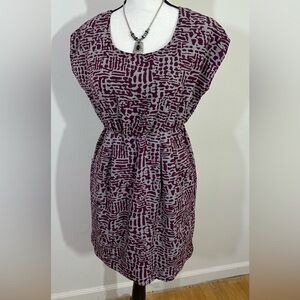 Mind Code sz lg dress. In burgundy and oatmeal. Loose fitting with a sexy look